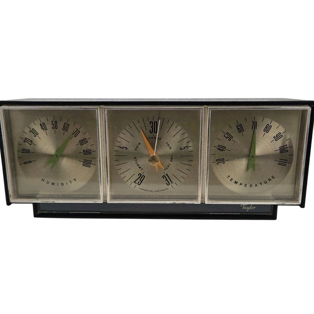 MCM 60s Weather Station Taylor Desktop Hygrometer Barometer Thermometer Analog